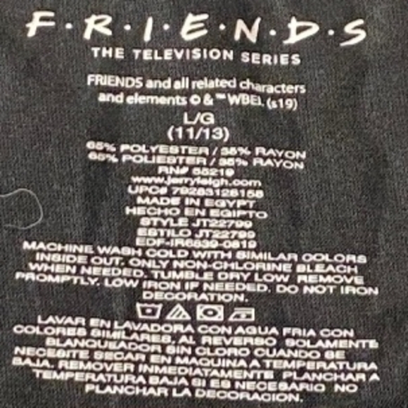 Friends Central Perk Black Graphic Junior's Large (11/13) T-Shirt Tee Coffee EUC - Picture 4 of 4